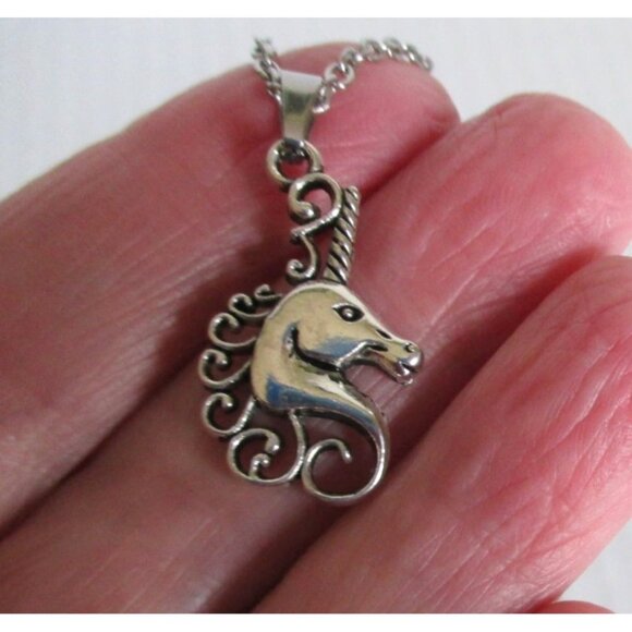 New Unicorn Pendant Necklace With 20" Stainless Chain Mythical Jewelry Gift - Picture 2 of 5